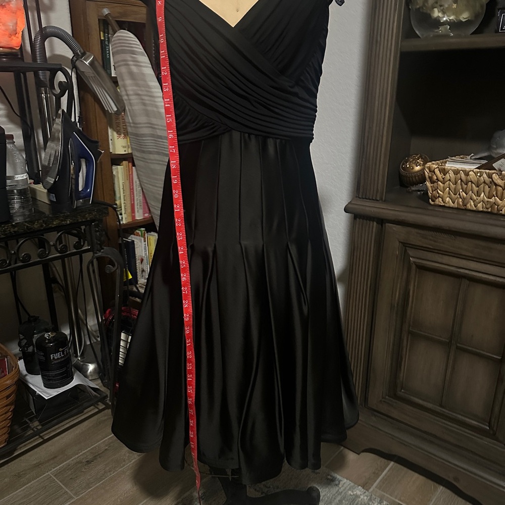 Black semi formal off the shoulder midi